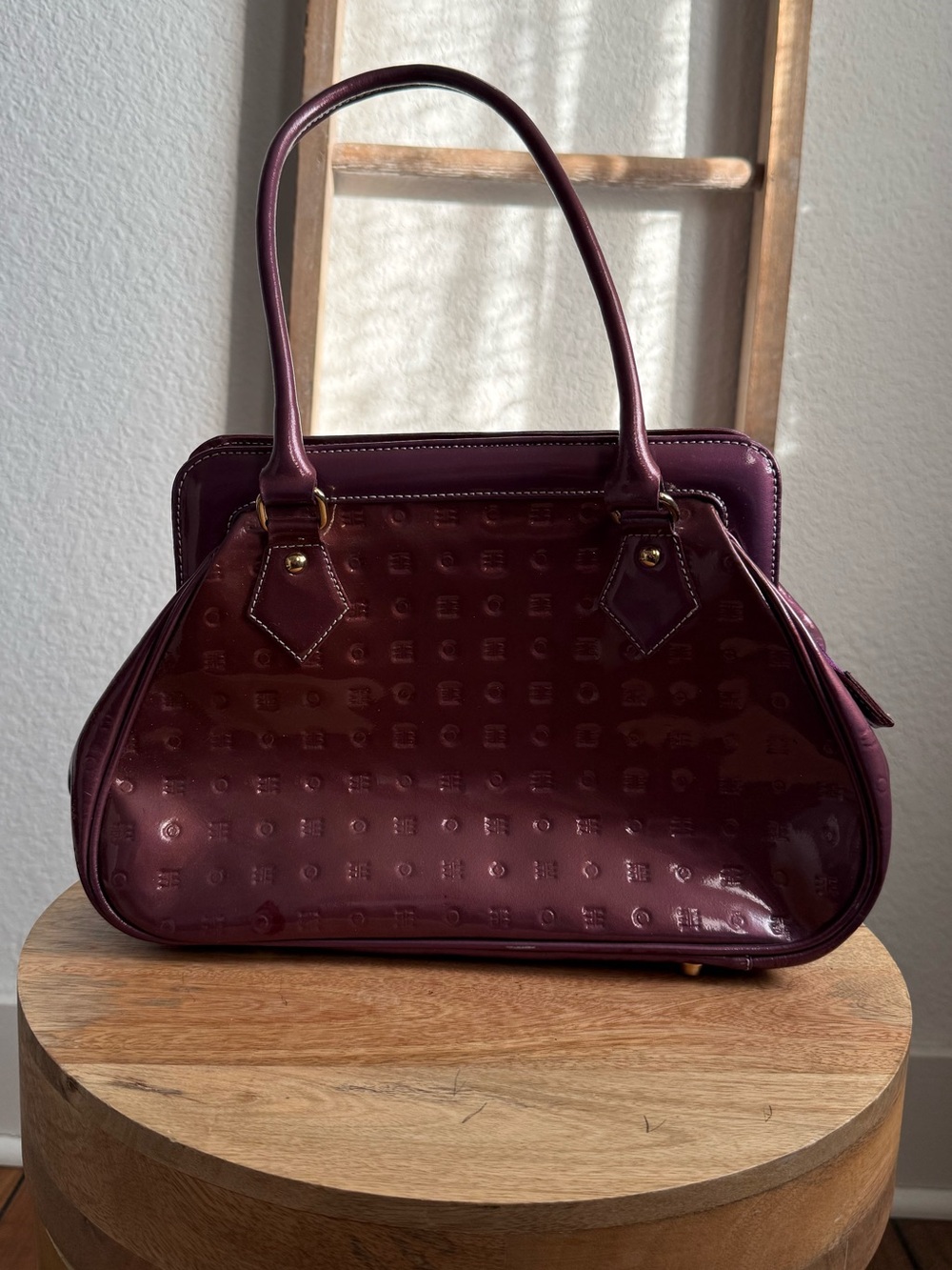 Arcadia Italy Iridescent Purple Embossed Shoulder Bag